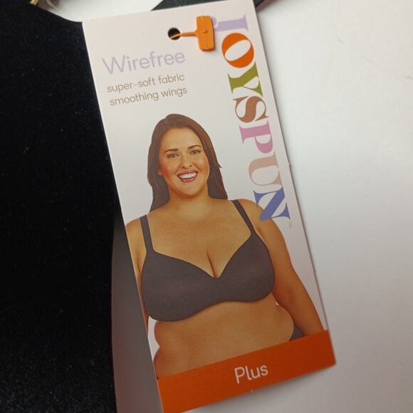 Joyspun Plus Wirefree Full Coverage Bra Women's Size 40DD Black Smooth Wings - Picture 2 of 5